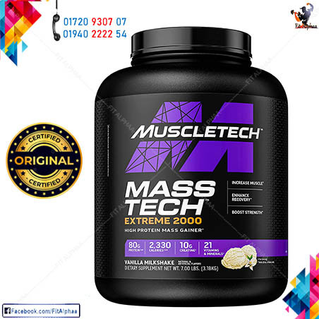 MuscleTech Mass - Tech Extreme 2000 |Max-Protein for Weight Gain | Vanilla, 7 lb