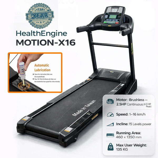 MOTION X16 HealthEngine Luxurious Motorized Treadmill - Running Machine 2026 version