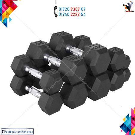 China Hex Dumbbell Rubber Coated All Size – Hexagonal Cast Iron Weights with Ergonomic Knurled Handle