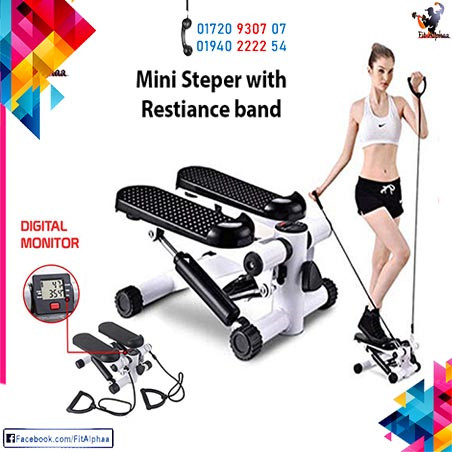 Mini Stepper Electronic Display Home Exercise Equipment with Resistance Bands