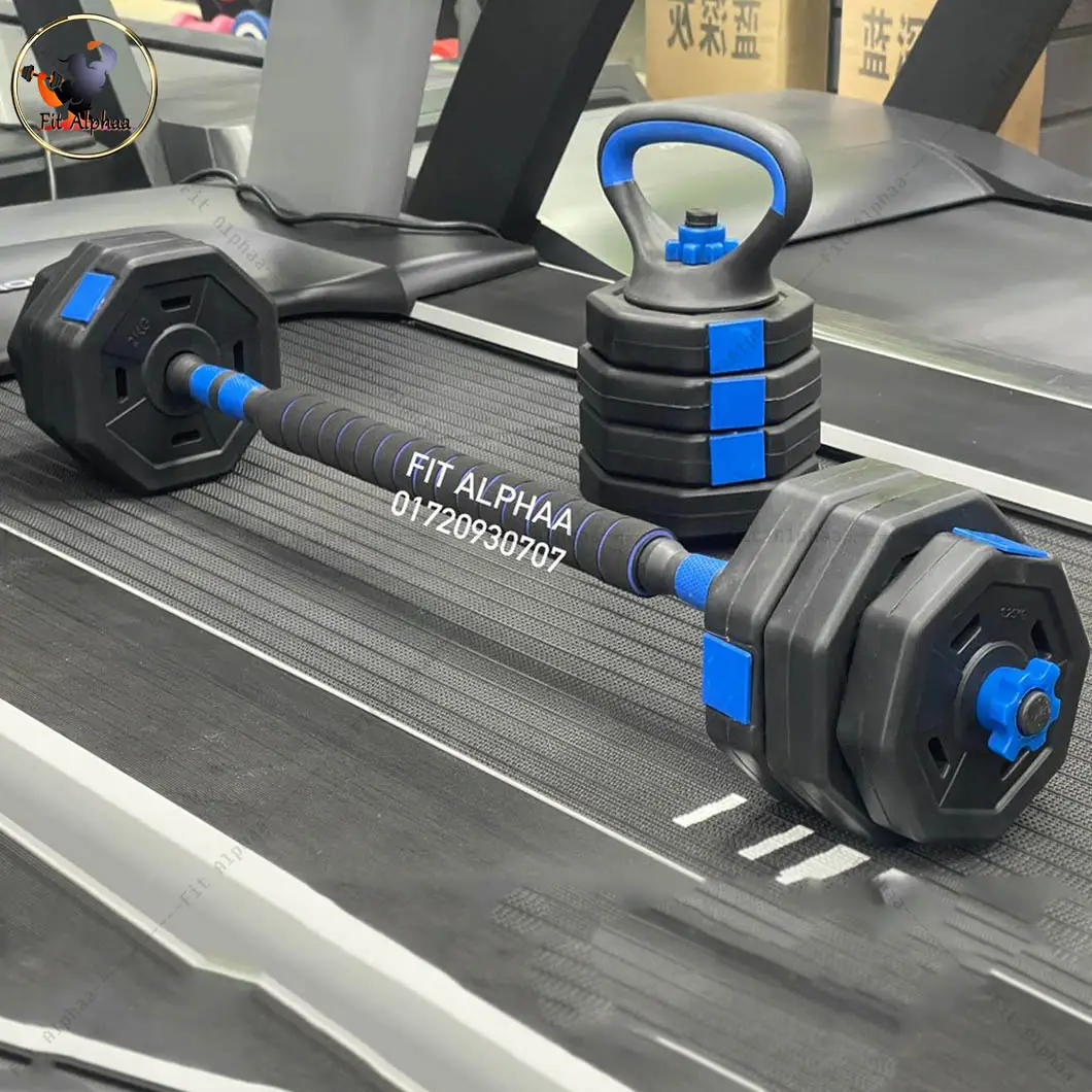 Adjustable 20 Kg Set for Dumbbell, Barbell & Kettlebell all in 1 Fitness Product. for Home Gym Full-Body Workout Strength Training Weight Loss Good for Beginners